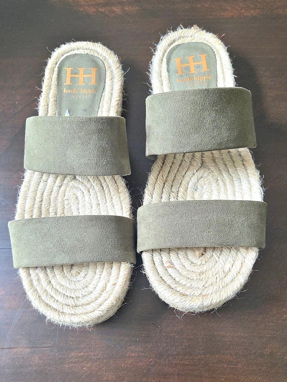 Haute Hippie Women's Green & Cream Strappy Sandals 9